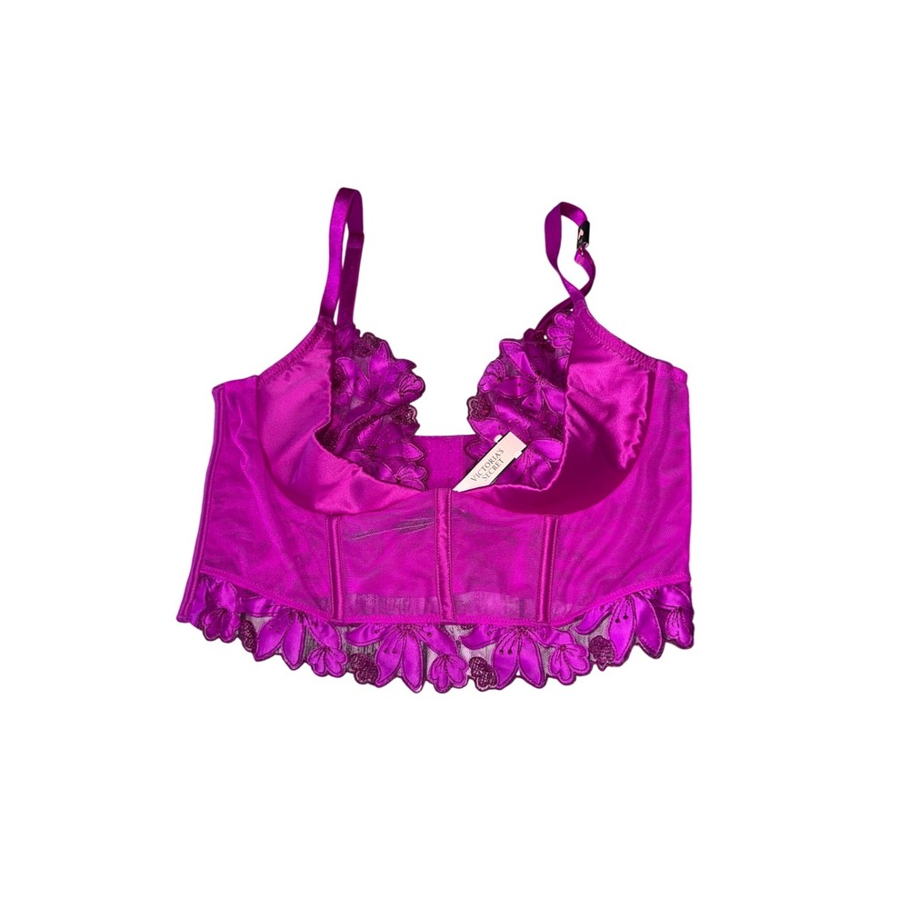 VICTORIA'S SECRET Very Sexy Floral Embroidered Quarter Cup Corset Bra T36C‎ New